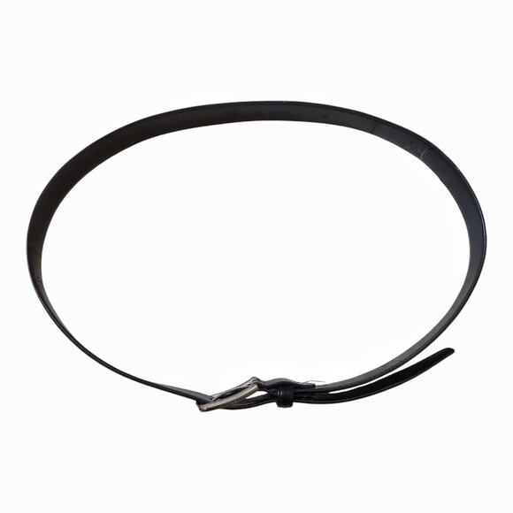 LUCHENGYI Mens Black Leather Belt Size 40 Silver Buckle Classic Career Academia - Picture 4 of 8